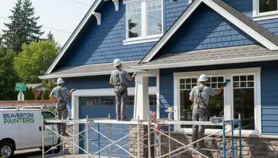 Exterior painting crew working on a home in Portland, OR