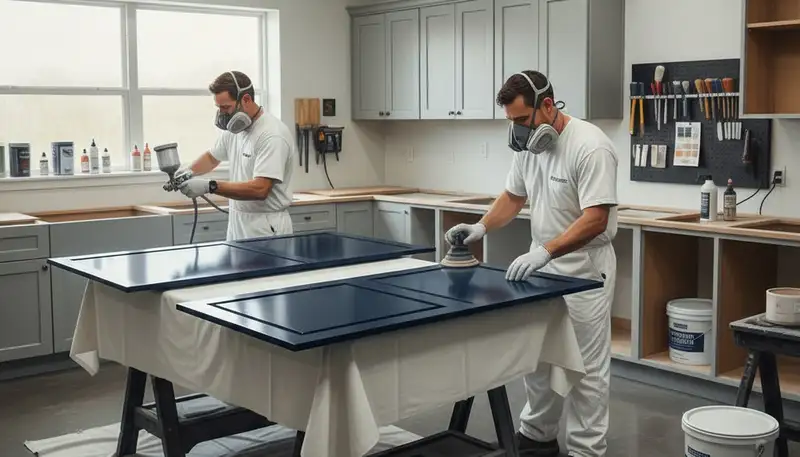 Portland, OR cabinet painting service with moisture-resistant finishes for kitchens and bathrooms