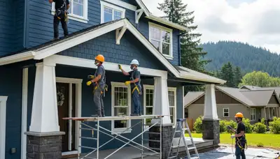 Exterior painting service in Portland, OR for a residential home.