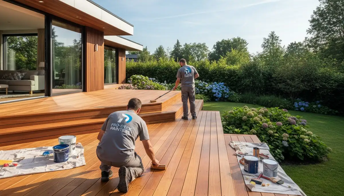 Portland, OR deck painting service protecting wood decks from moisture and moss damage