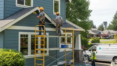 Exterior painting crew in Portland, OR painting a home for professional exterior painting services