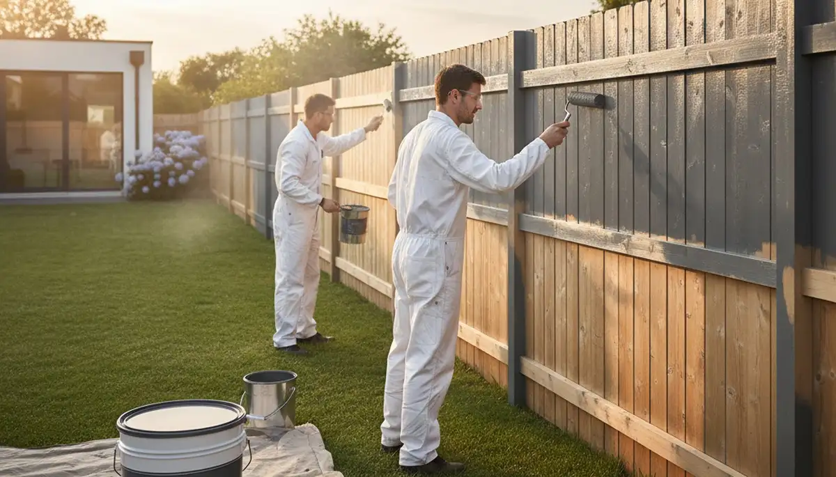 Fence painting in Portland, OR by Portland Paint Pros for weather protection and curb appeal