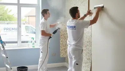 Wallpaper removal service in Portland, OR, preparing walls for a smooth paint finish