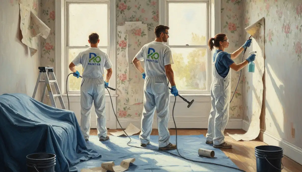 Wallpaper removal service in Portland, OR, preparing walls for repainting by Portland Paint Pros
